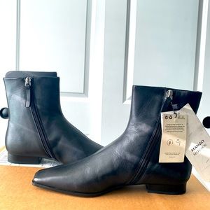 Mango stylish Low heel leather boots size 39. Brand new with tags. Orig package